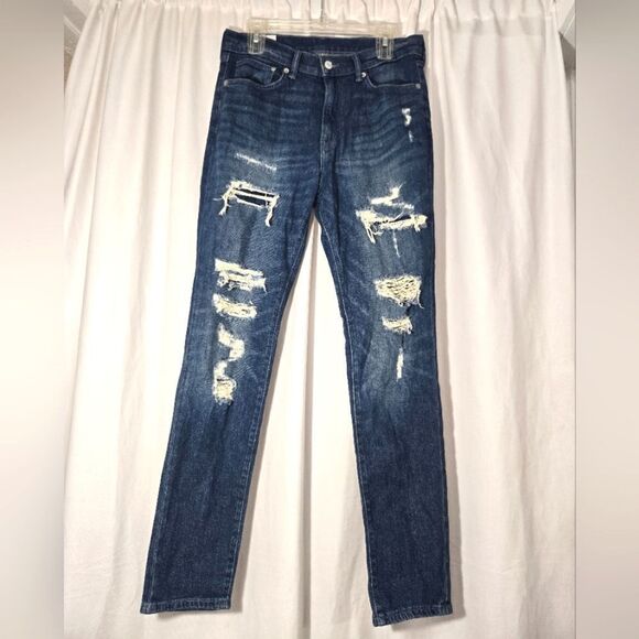 H&M Skinny Fit Coupe Moulante Jeans Distressed 33x32 - Picture 2 of 7